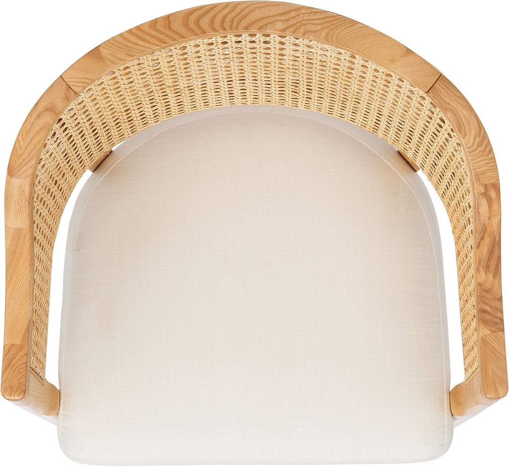 Natural Rattan Accent Chair with Brass Caps Fully Assembled