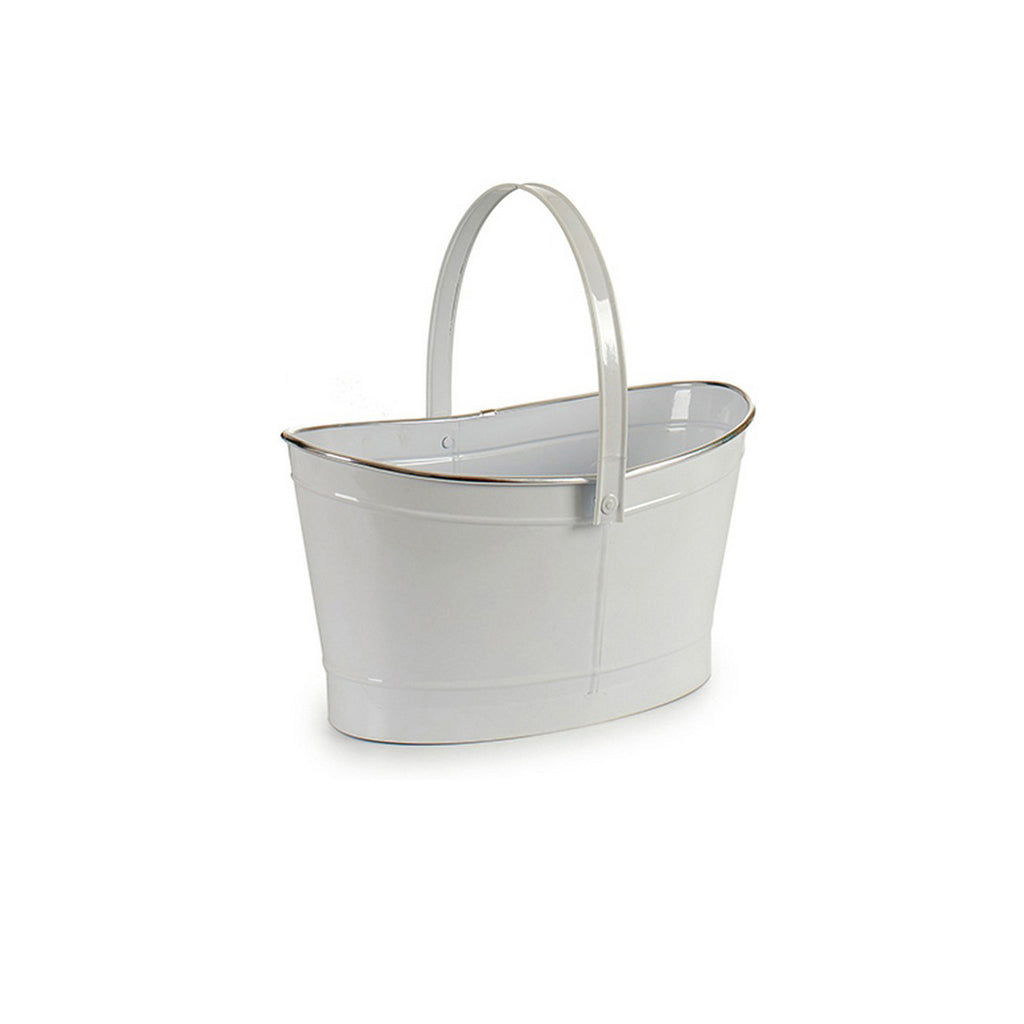 Planter Basket Metal White (22 x 19.5 x 37.5 cm)