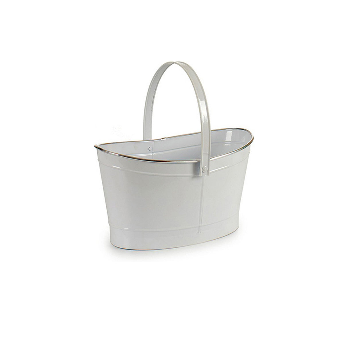 Planter Basket Metal White (22 x 19.5 x 37.5 cm)