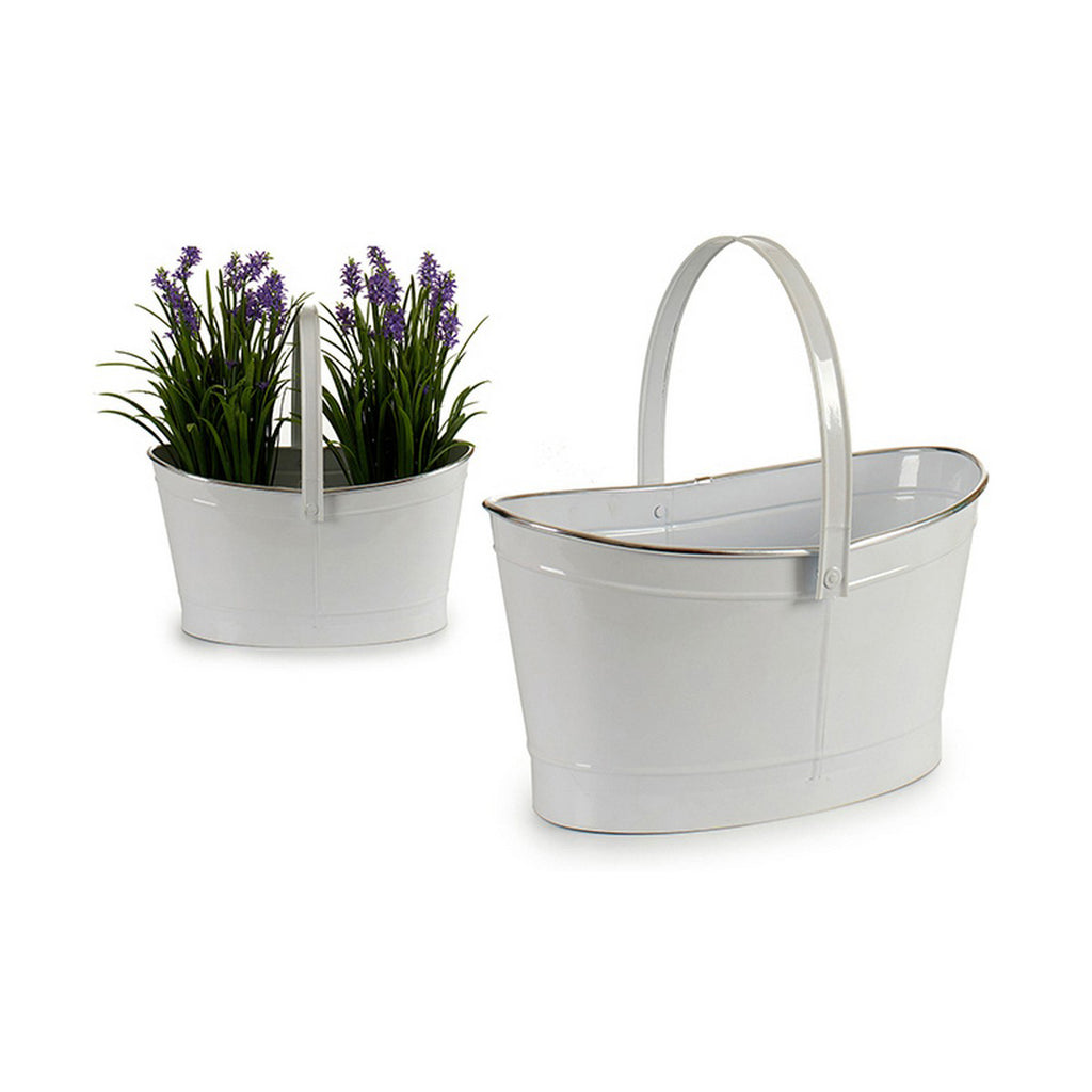 Planter Basket Metal White (22 x 19.5 x 37.5 cm)