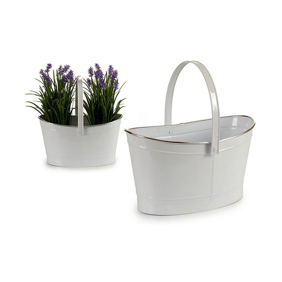 Planter Basket Metal White (22 x 19.5 x 37.5 cm)