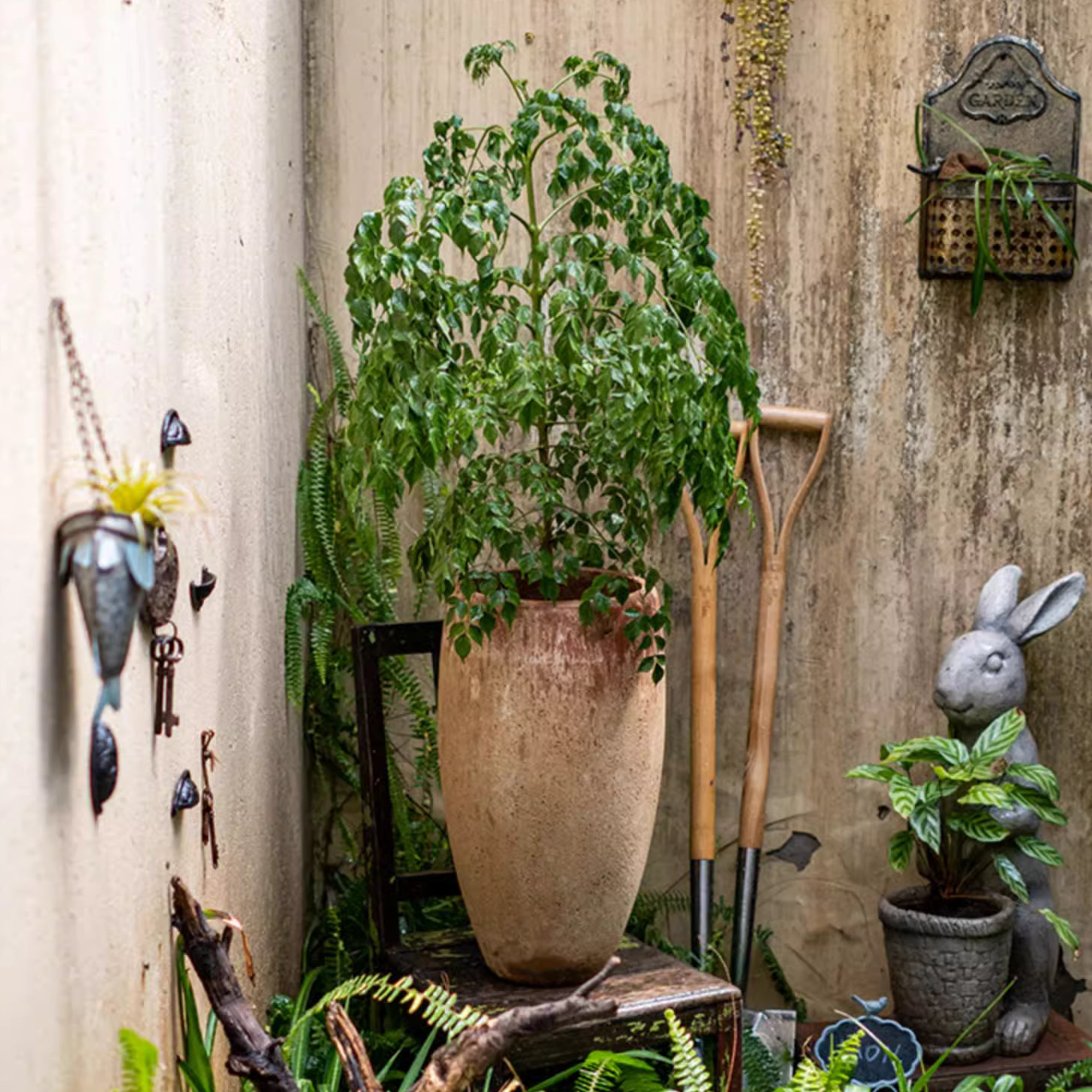 Distressed Cement Plant Pot Tall