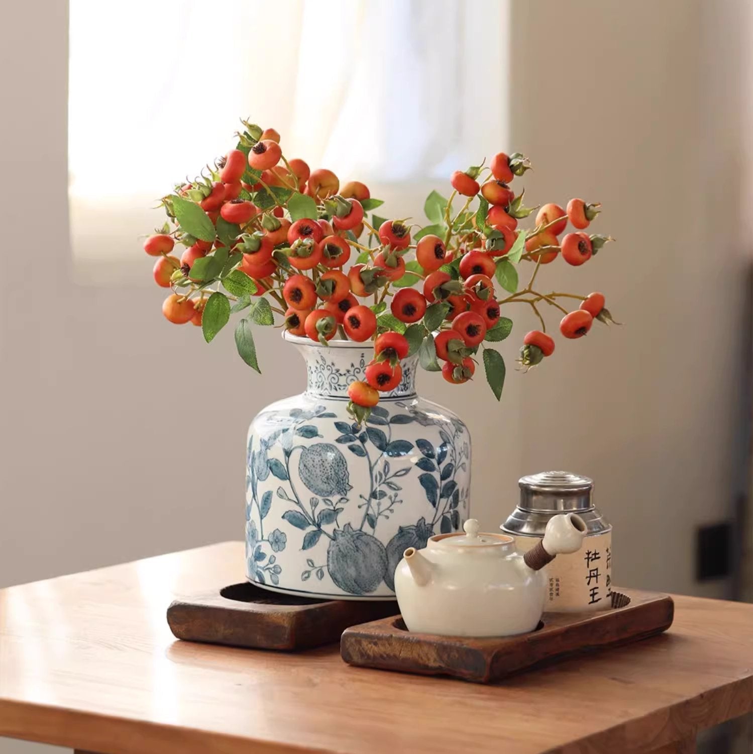 Hand-Painted Blue and White Porcelain Vase