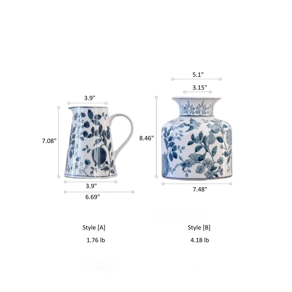 Hand-Painted Blue and White Porcelain Vase