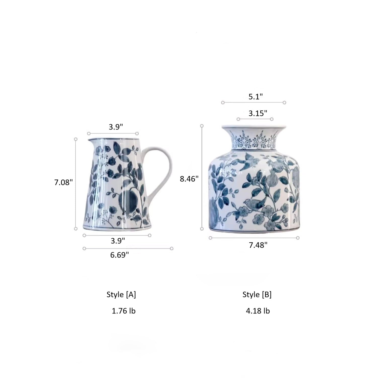 Hand-Painted Blue and White Porcelain Vase