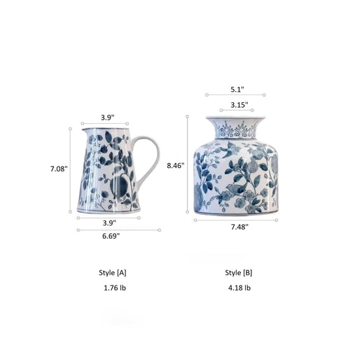 Hand-Painted Blue and White Porcelain Vase