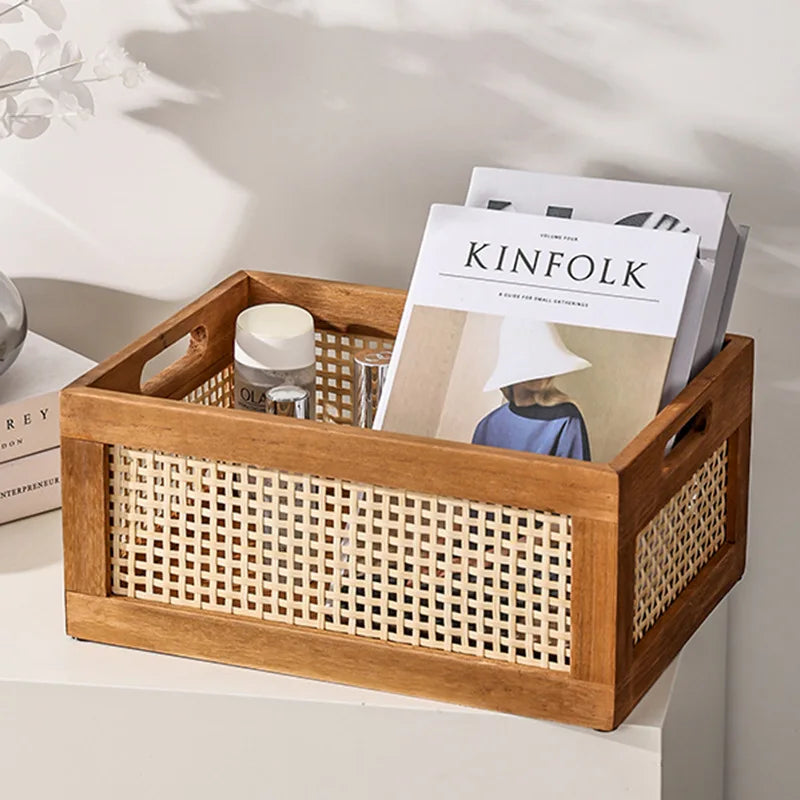 Rattan organization basket