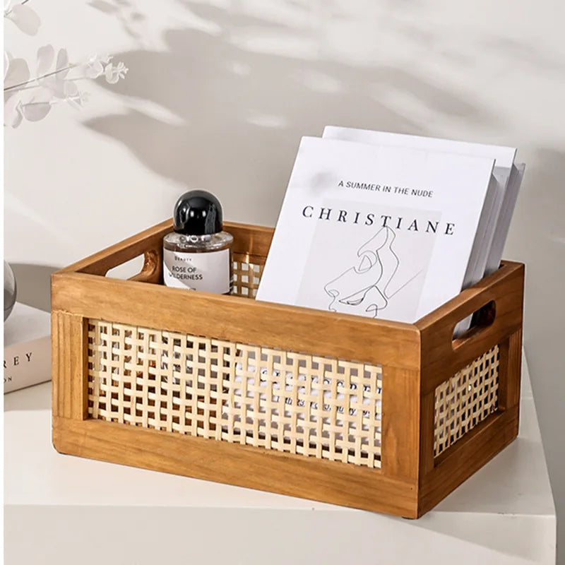 Rattan organization basket