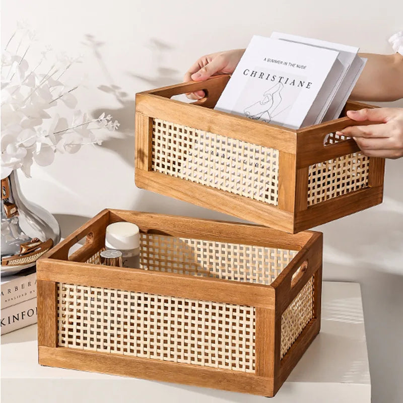 Rattan organization basket