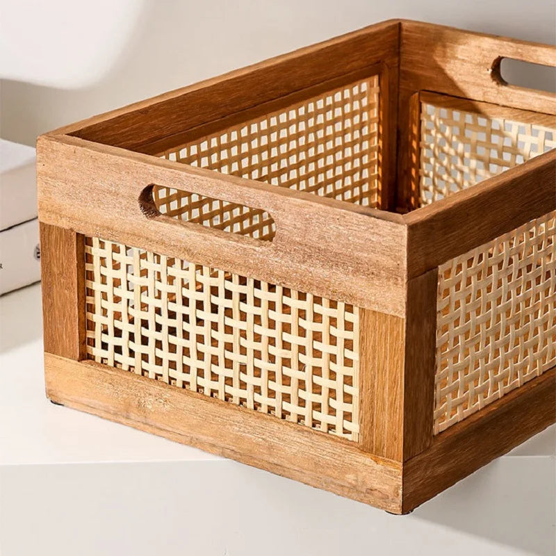 Rattan organization basket