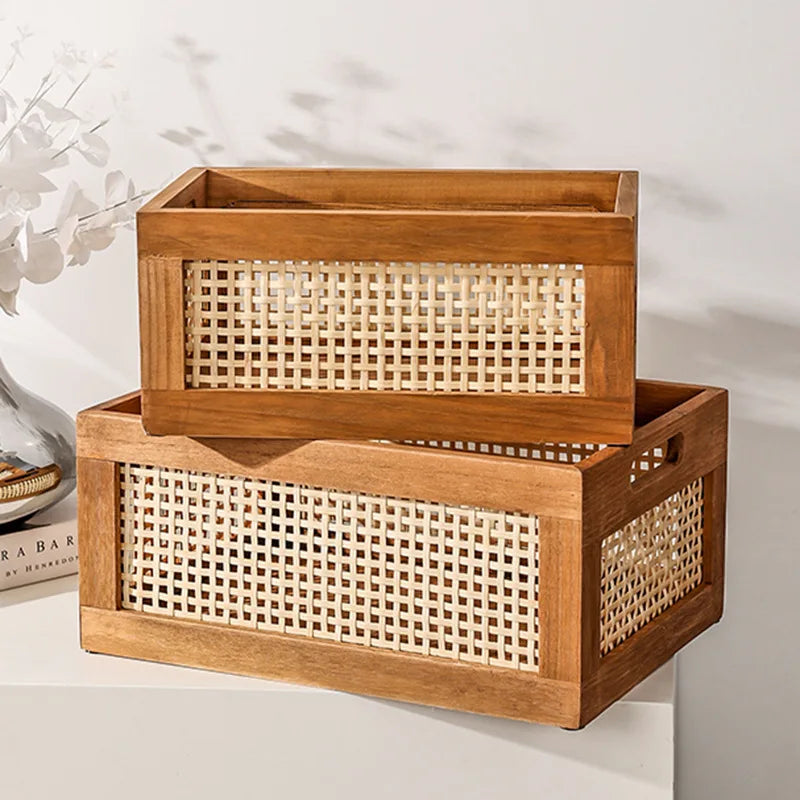 Rattan organization basket