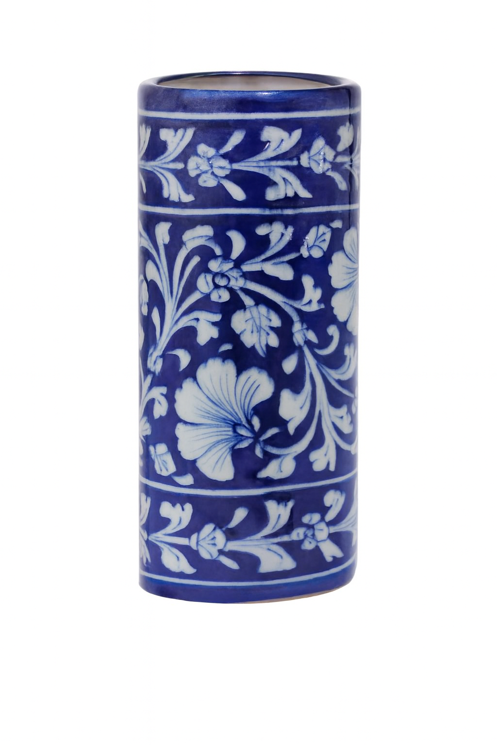 Blue & White Floral Ceramic Vase